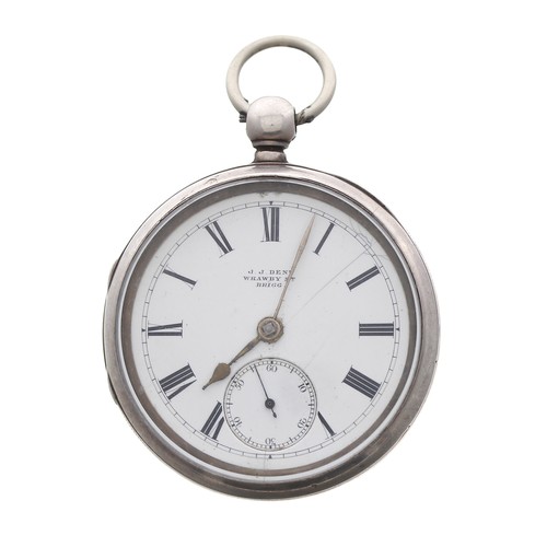 944 - Victorian silver lever pocket watch, Birmingham 1888, the movement signed J.J. Dent, Wrawby St., Bri... 