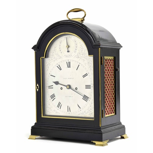 1531 - Good English ebonised double fusee bracket clock, the 8