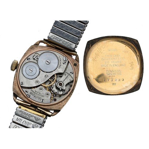 467 - American Waltham cushion cased gold plated gentleman's wristwatch for repair, circa 1931, circular e... 