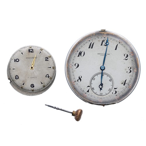 1003 - Swiss lever pocket watch movement, 15 jewel 4 adjusts, silvered Arabic dial inscribe 'Chronometre Jo... 