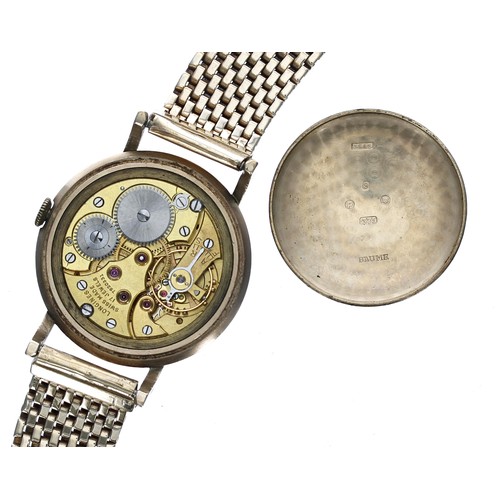 99 - Longines 9ct gentleman's wristwatch, serial no. 7920xxx, circa 1950, silvered dial with Arabic numer... 