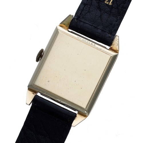 100 - Longines 14ct squared cased gentleman's wristwatch, case no. 592xx, serial no. 8516xxx, circa 1951, ... 