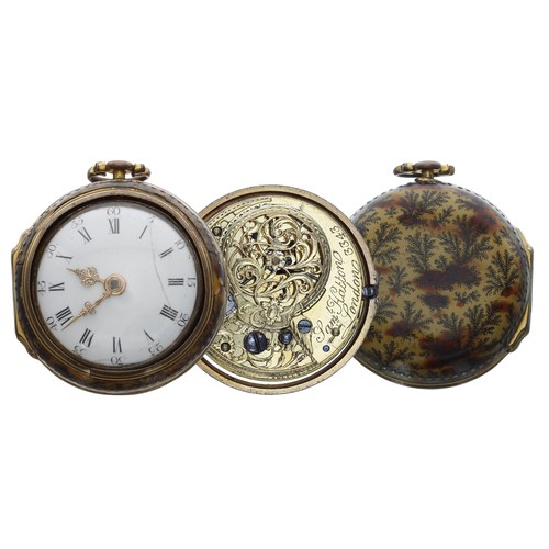 697 - English 18th century verge gilt metal pair cased pocket watch, the fusee movement signed Sam Hatton,... 