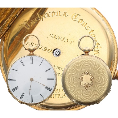 710 - Vacheron & Constantin, Genéve 18ct cylinder pocket watch, the frosted bar movement signed Charle... 