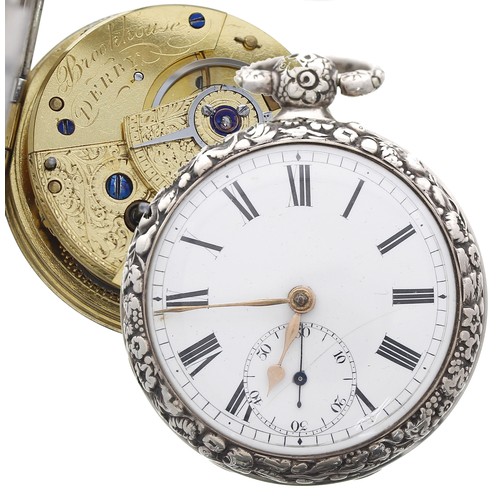 716 - English early 19th century silver fusee rack-lever pocket watch, London 1816, the movement signed Br... 