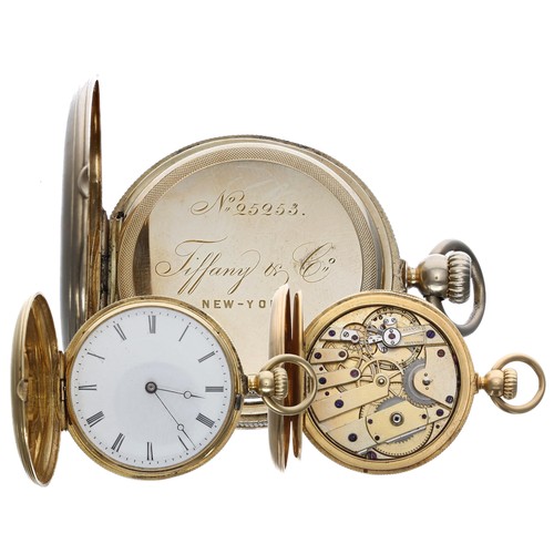 740 - Patek Philippe & Co. for Tiffany & Co.18ct yellow gold hunter pocket watch, no. 25253, Roman... 