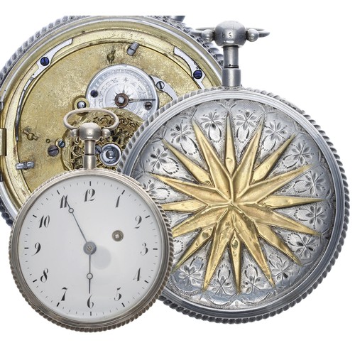 808 - Continental 19th century silver quarter repeating pocket watch, the movement with plunge repeat, pie... 