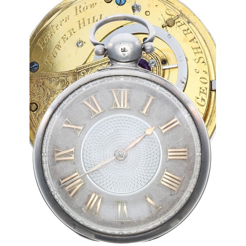 820 - George III silver fusee cylinder pocket watch, London 1816, the movement signed Geo'e Sharp, Postern... 