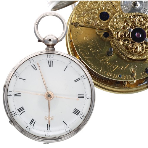 835 - Good silver cylinder centre seconds pocket watch, London 1899, the fusee movement signed Fras Periga... 