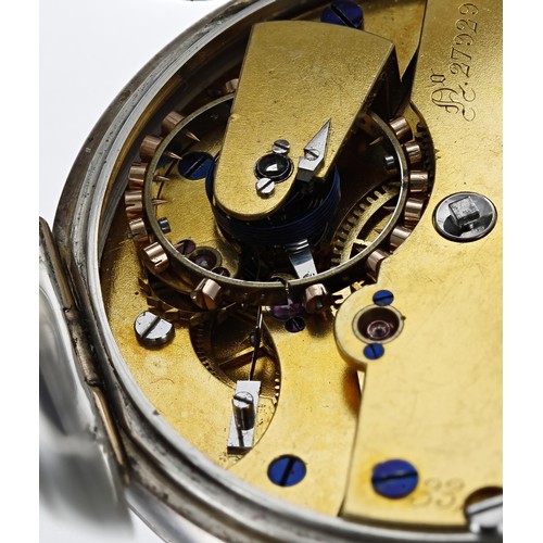 672 - Dent silver pocket chronometer, the movement signed Dent, Watchmaker to the Queen, 33, Cockspur Stre... 