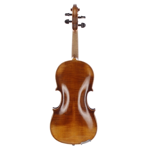 2002 - Bohemian three-quarter size violin, 13 3/16