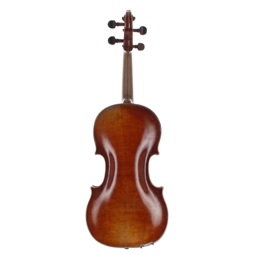 2425 - 19th century violin by and labelled Johann Georg Leeb, in Presburg, Anno 1786, the two piece back of... 