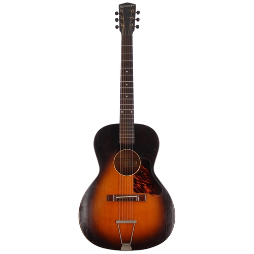 94 - 1930s Kalamazoo KG-14 acoustic guitar, made in USA; Body: brown finished mahogany back and sides, he... 