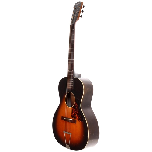 94 - 1930s Kalamazoo KG-14 acoustic guitar, made in USA; Body: brown finished mahogany back and sides, he... 