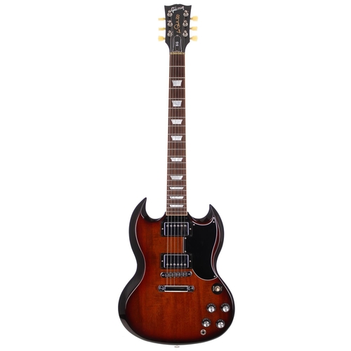 99 - 2015 Gibson SG electric guitar, made in USA; Body: tobacco burst finish, a few light marks; Neck: go... 