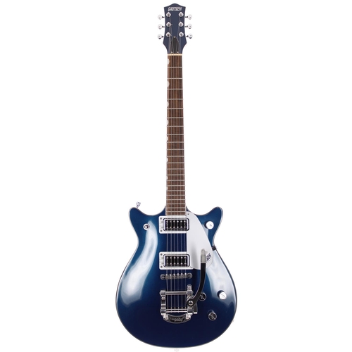 228 - 2019 Gretsch G5232T electric guitar, made in China; Body: metallic blue finish; Neck: good; Fretboar... 