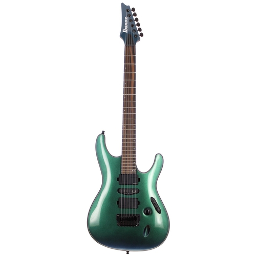 231 - 2021 Ibanez S671ALB Axion Label electric guitar, made in Indonesia; Body: blue chameleon finish; Nec... 