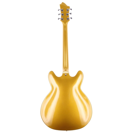 239 - 2019 Hagstrom Viking Taylor York signature semi-hollow body electric guitar; Body: gold metallic fin... 