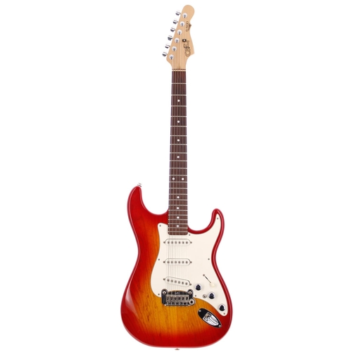 255 - 1997 G&L S-500 electric guitar, made in USA; Body: cherry sunburst finish, a few minor dings but... 