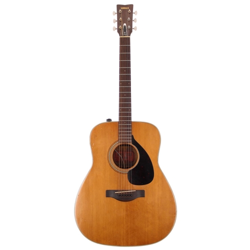 263 - Early 1970s Yamaha FG-180 acoustic guitar, made in Japan (Nippon Gakki red label); Back and sides: m... 