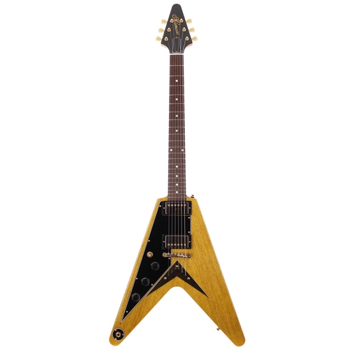 266 - Momose '58 Korina Flying V left handed electric guitar, made in Japan; Body: natural Korina; Neck: g... 