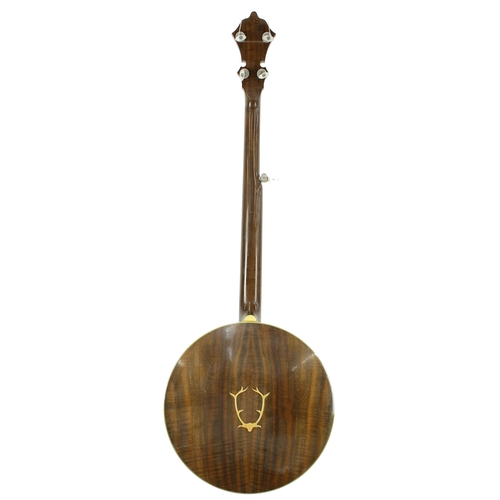 1509 - Fine Stelling Staghorn five string banjo, bearing the Stelling trademark sticker to the inside reson... 