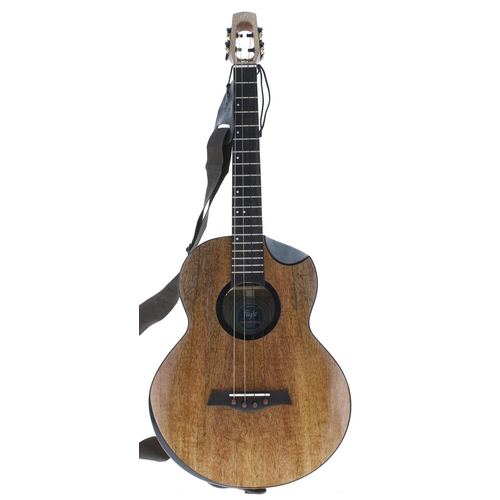 1566 - Contemporary Flight Fireball baritone EQ-A ukulele; also a contemporary Mahalo baritone ukulele, Mod... 