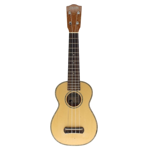 1567 - Contemporary Makai ukulele, Model LK-70E, with plush lined case; also another contemporary Brunswick... 