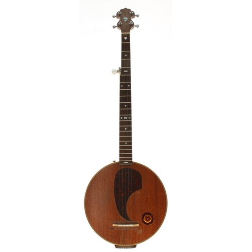 1569 - Old flatback pear shaped mandolin in need of restoration, unlabelled; also a Neapolitan mandolin lab... 