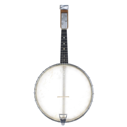 1572 - S.S. Stewart Universal Favourite five string banjo, with maker's ivorine plaque screwed to the perch... 