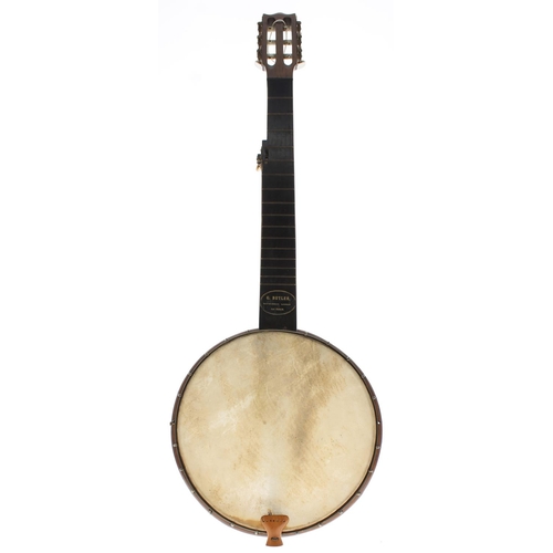 1575 - Interesting old five string banjo by and stamped Butler, Haymarket, London on the perch pole and bea... 