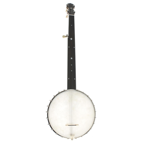 1578 - Good six string fretless banjo by and stamped W.E. Temlett Maker, London, The Clifton Model Special,... 