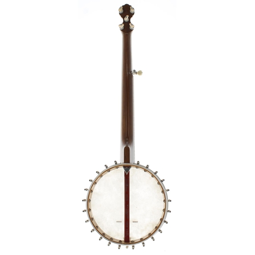 1578 - Good six string fretless banjo by and stamped W.E. Temlett Maker, London, The Clifton Model Special,... 