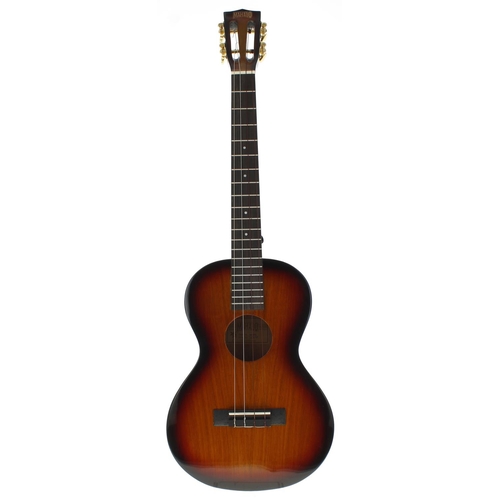 1582 - Contemporary Mahalo baritone ukulele labelled Model no. M343TS, ser. no. 1106414, with semi-rigid ca... 