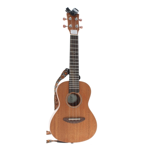 1585 - Contemporary Kmise tenor ukulele, ser. no. MI0682; also another contemporary Kmise ukulele labelled ... 