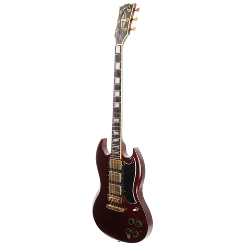 125 - 1976 Gibson SG Custom electric guitar, made in USA; Body: cherry finish, some lacquer clouding, a fe... 