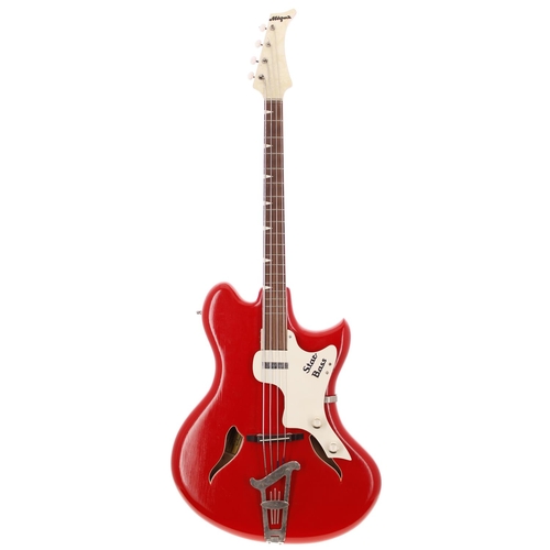 408 - Early 1960s Migma Star Bass guitar, made in Germany; Body: red finished deep hollow body with rounde... 