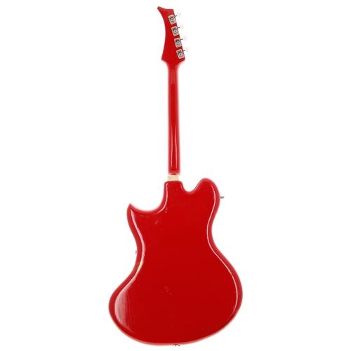 408 - Early 1960s Migma Star Bass guitar, made in Germany; Body: red finished deep hollow body with rounde... 