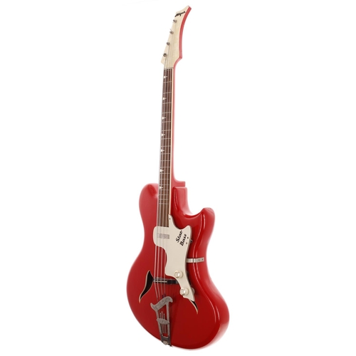 408 - Early 1960s Migma Star Bass guitar, made in Germany; Body: red finished deep hollow body with rounde... 