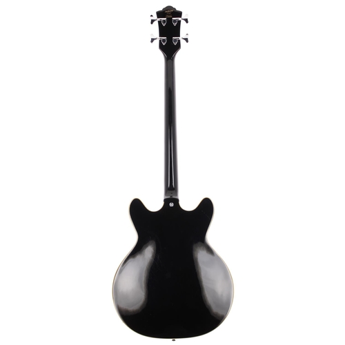 413 - DeArmond by Guild Starfire semi-hollow body bass guitar, made in Korea; Body: black gloss finish; Ne... 