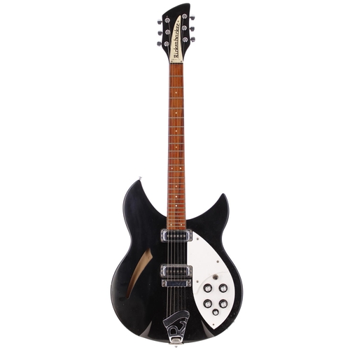 192 - 2004 Rickenbacker 330 semi-hollow body electric guitar, made in USA; Body: black finish, dings to th... 