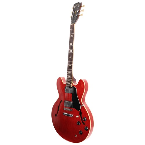 128 - Gibson ES-335 TD electric guitar, made in USA, circa 1975; Body: watermelon finish, buckle marks, va... 