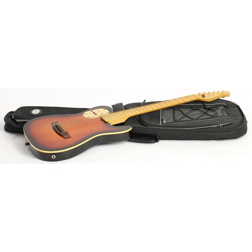 200 - Godin Acousticaster electric guitar, made in Canada; Body: two-tone sunburst top upon black finish b... 