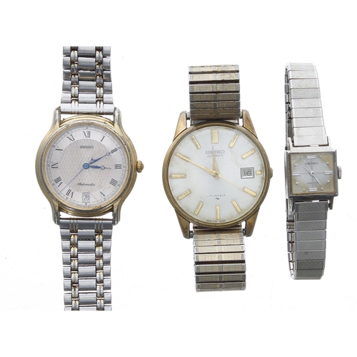 395 - Seiko automatic gold plated gentleman's wristwatch, reference no. 4S15-8000, later bracelet, 35mm (i... 