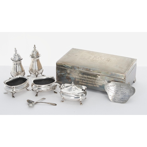 512 - Edwardian silver cruet set by Deakin & Francis Ltd., comprising a pair of cruets, 3.25