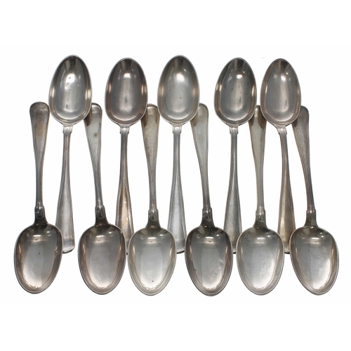 522 - Eleven Peter Hertz Danish silver dessert spoons, bearing Copenhagen marks 1880 and Simon Groth Assay... 