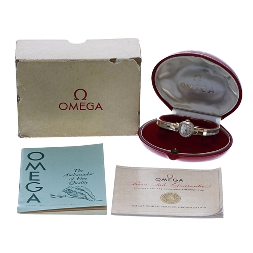 3 - Omega 9ct lady's wristwatch, reference no. EB986, serial no. 17918xxx, circa 1960, silvered dial wit... 