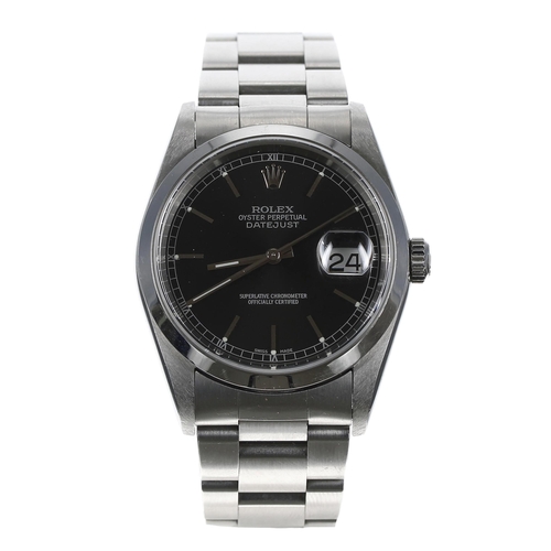 23 - Rolex Oyster Perpetual Datejust stainless steel gentleman's wristwatch, reference no. 16200, serial ... 