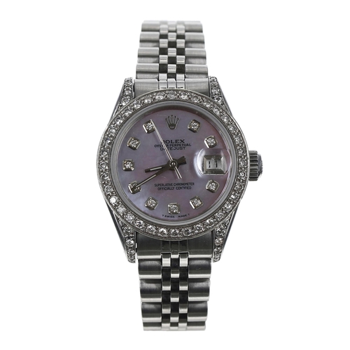 33 - Rolex Oyster Perpetual Datejust stainless steel lady's wristwatch, reference no. 69240, serial no. 8... 
