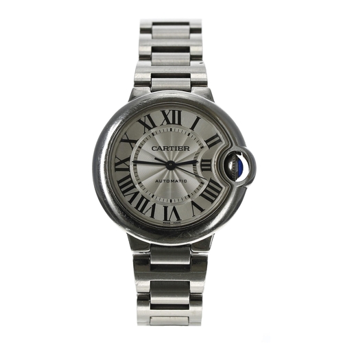 57 - Cartier Ballon Bleu automatic lady's stainless steel wristwatch, reference no.3489, serial no. 327xx... 